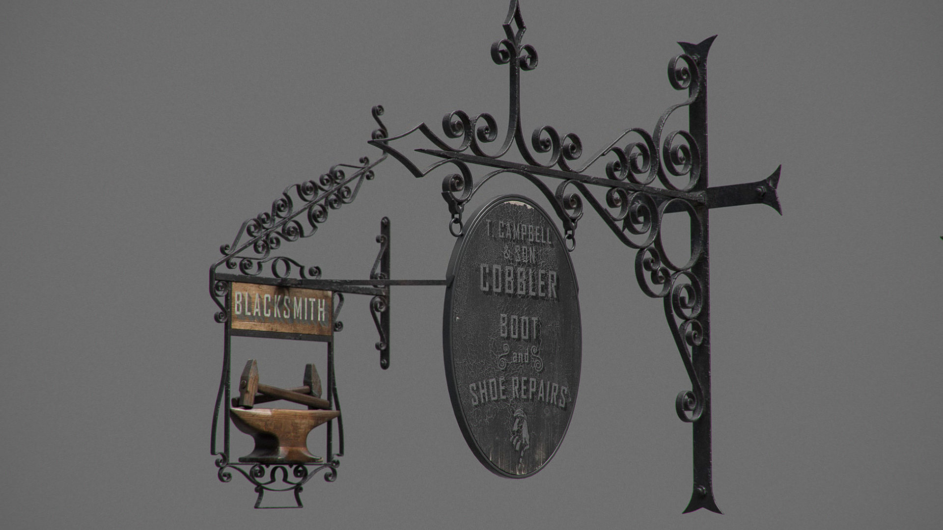 Generic Vintage Signs Set 3D model_3