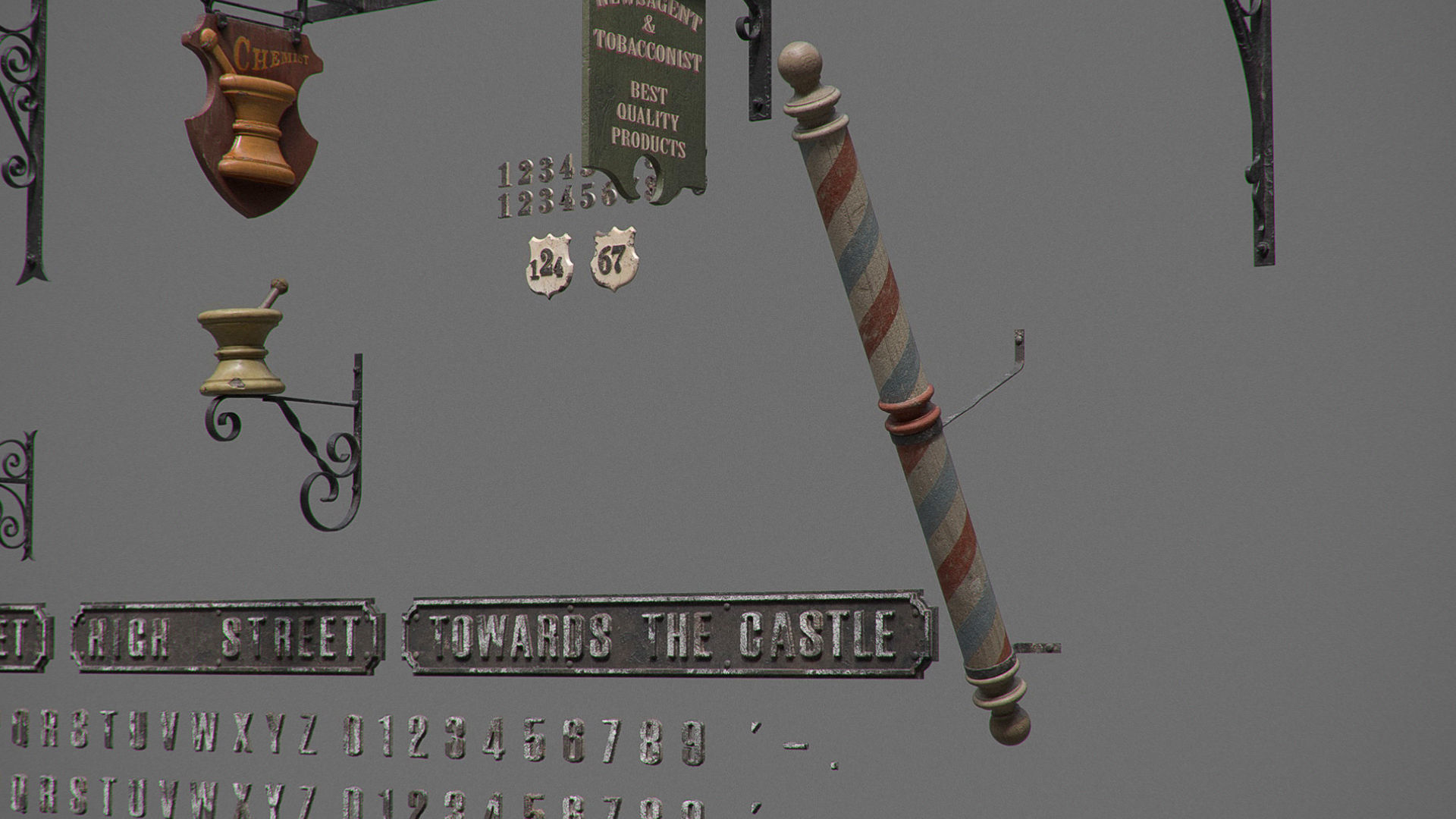 Generic Vintage Signs Set 3D model_2