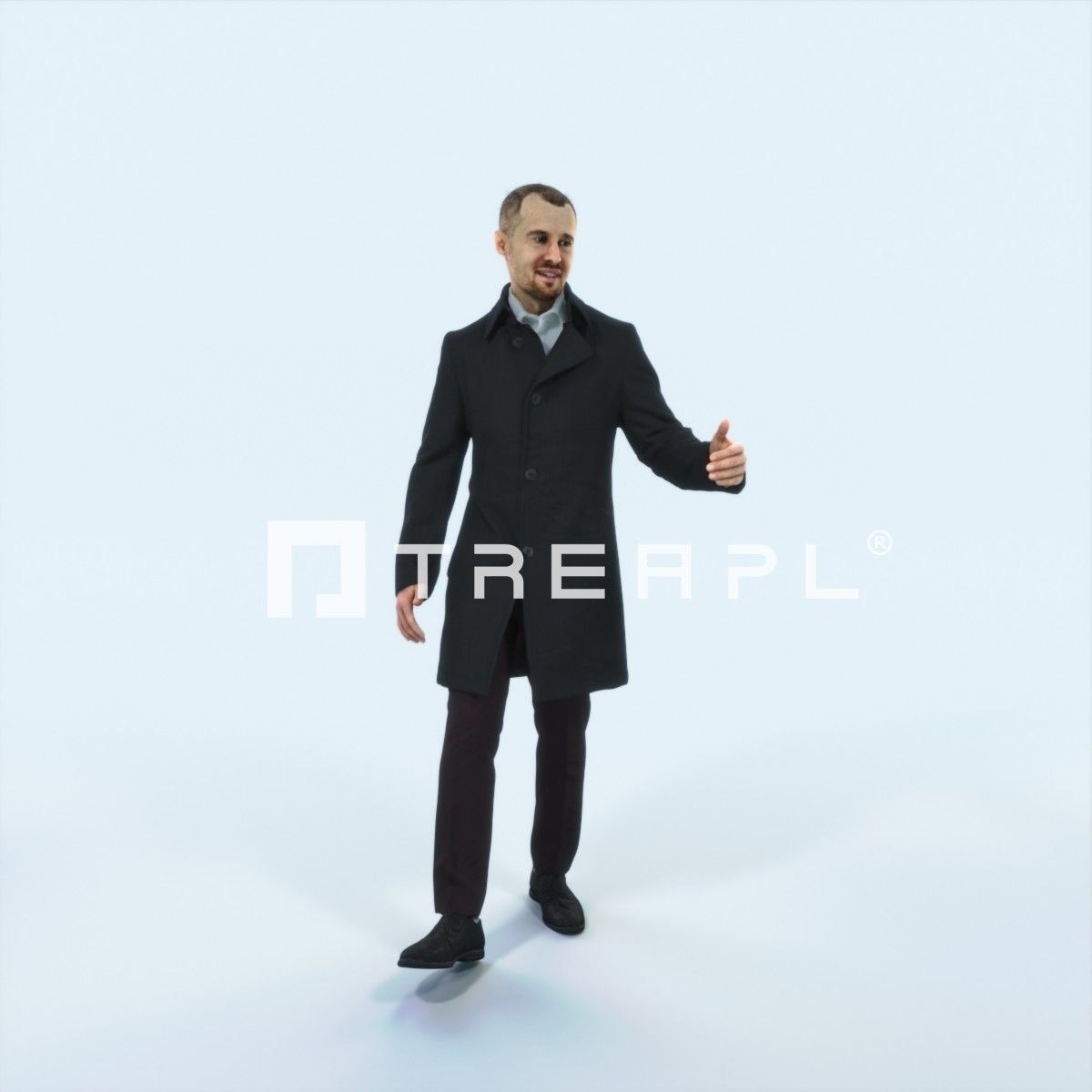 Master 10E Couple walking Business Man Low-poly 3D model_1