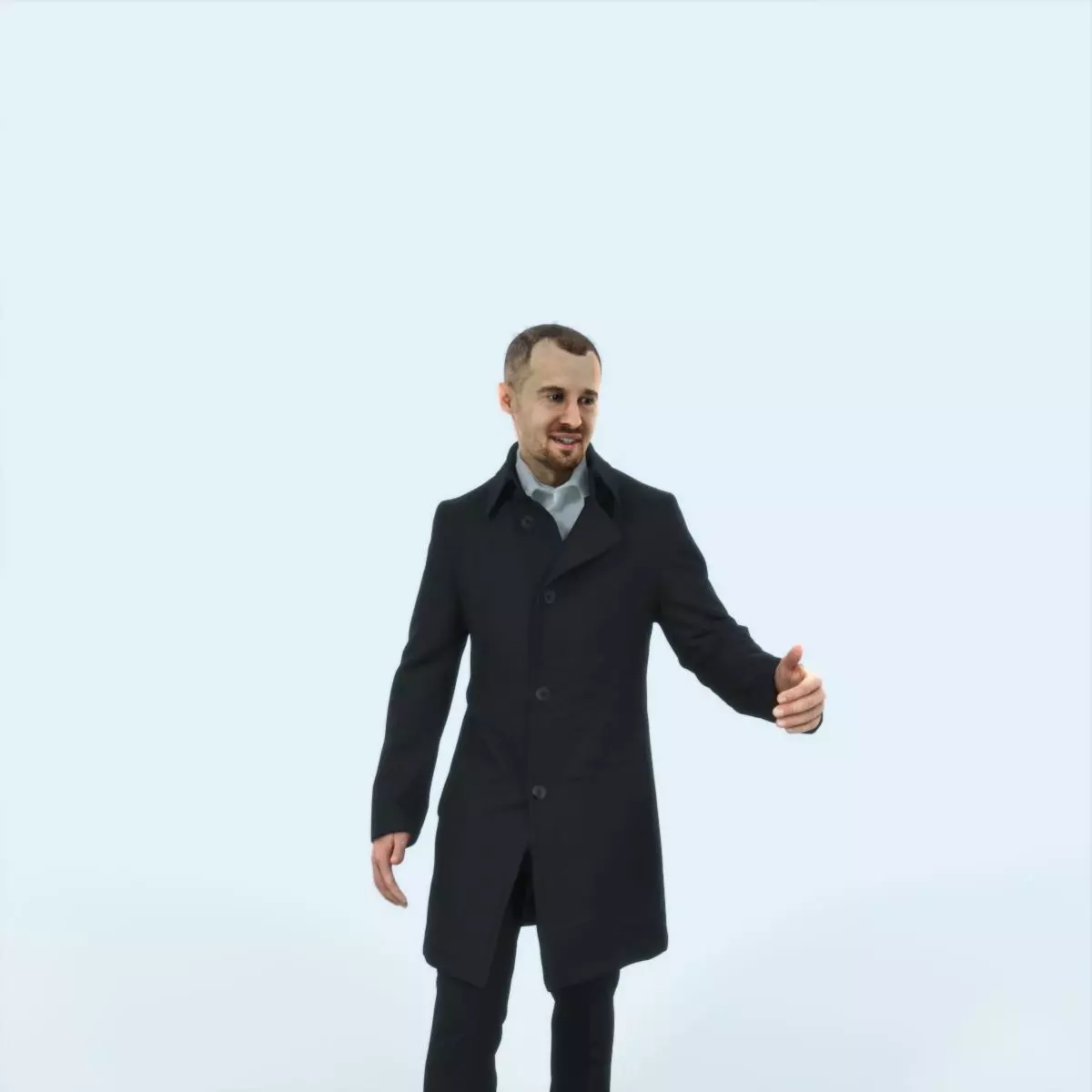 Master 10B Couple walking Business Man Low-poly 3D model_0