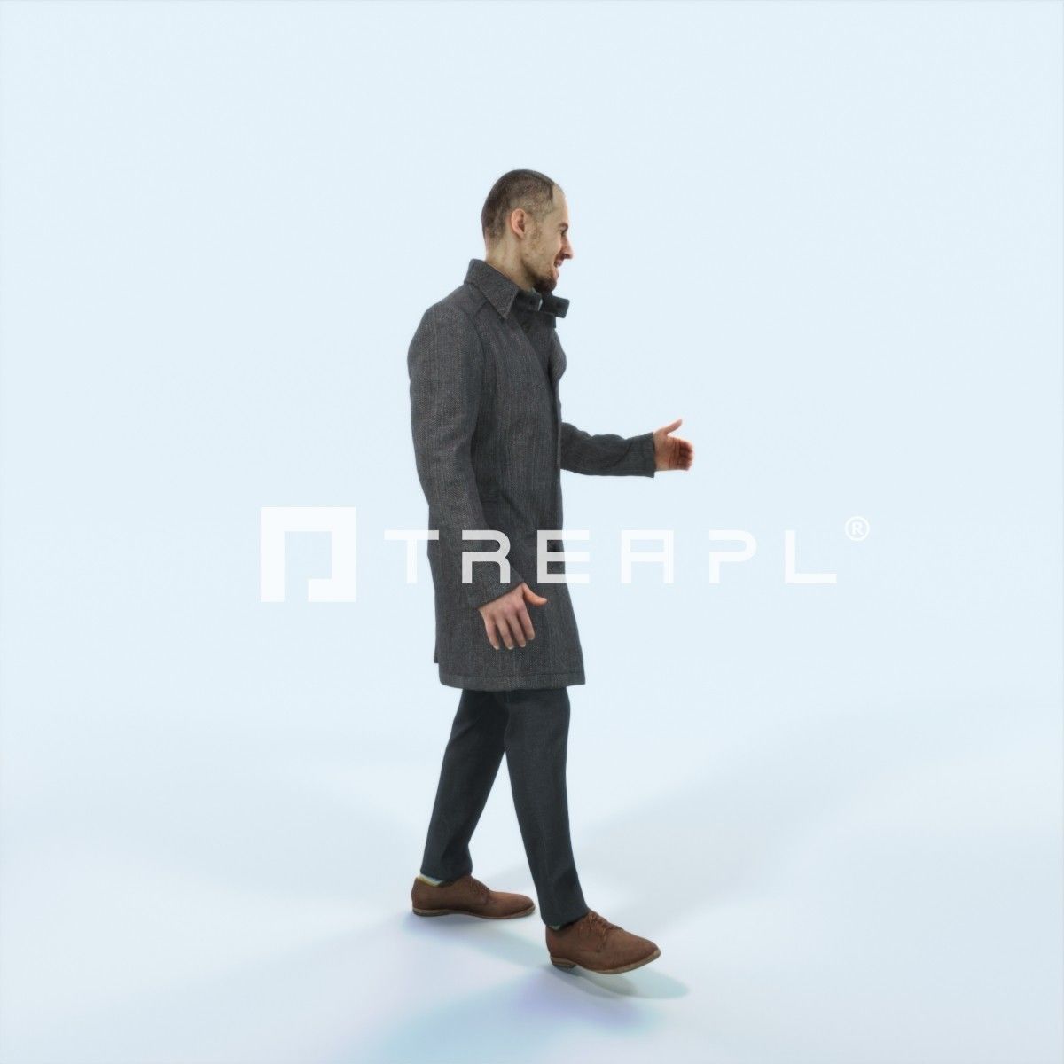 Master 10A Couple walking Business Man Low-poly 3D model_2