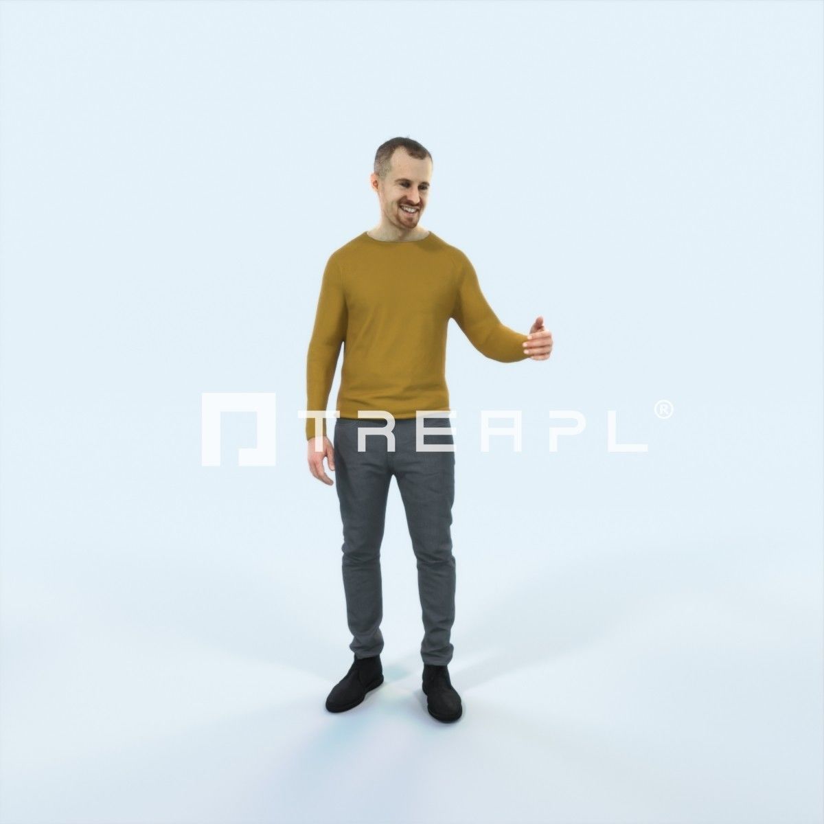 Master 17K Couple Listening Casual Man Low-poly 3D model_1