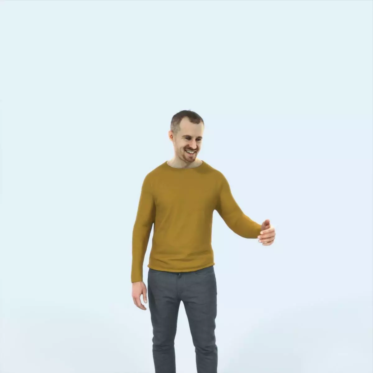 Master 17K Couple Listening Casual Man Low-poly 3D model_0