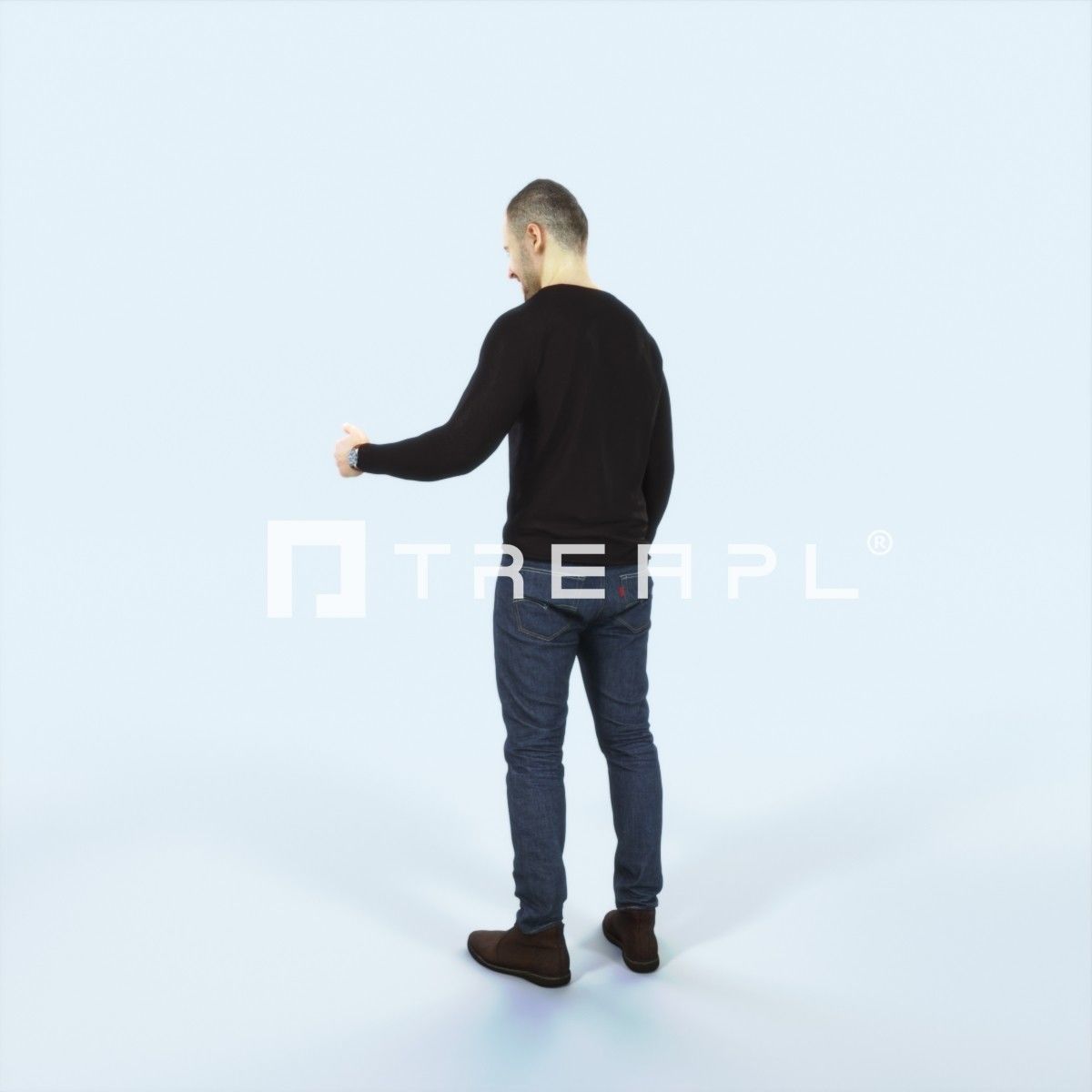 Master 17I Couple Listening Casual Man Low-poly 3D model_4