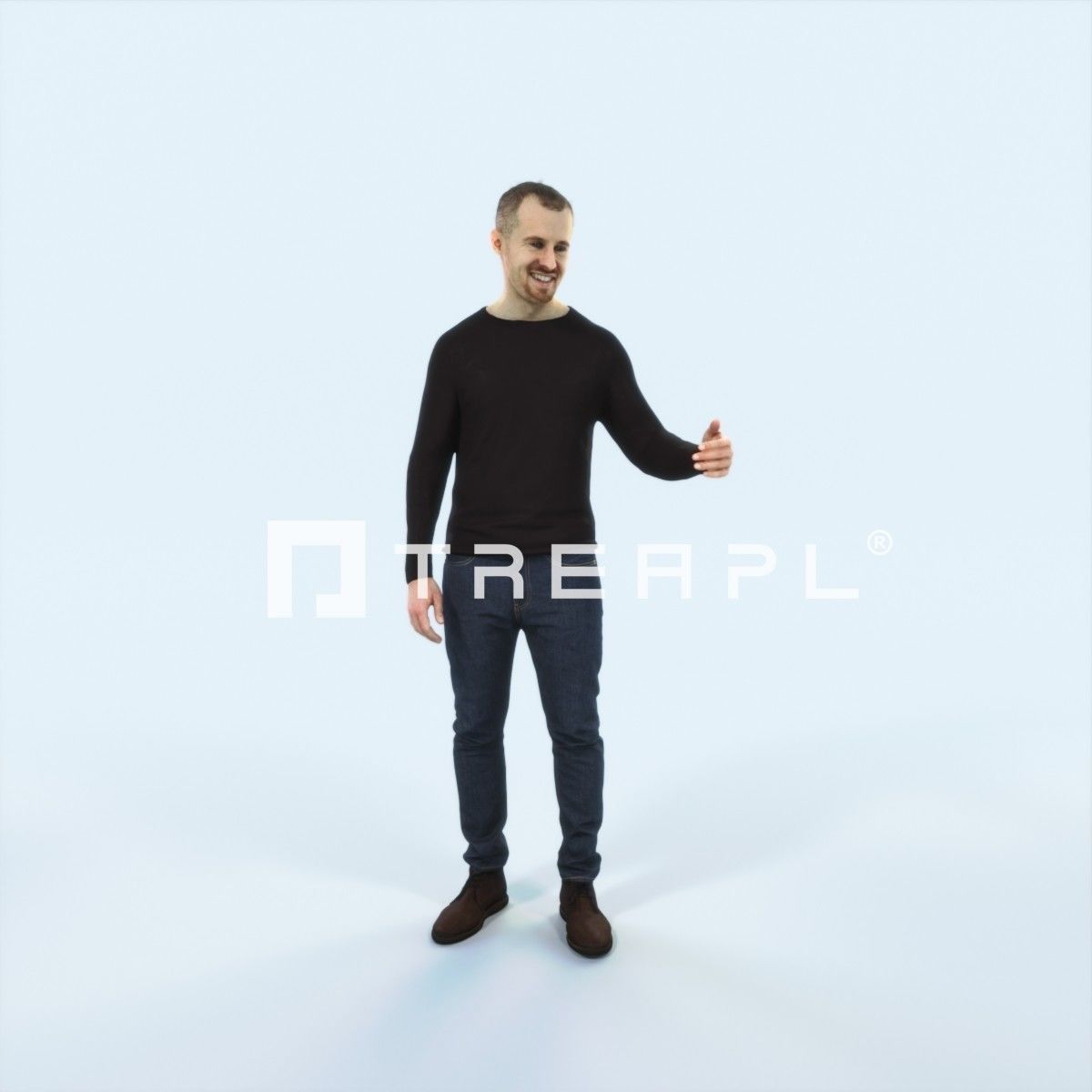 Master 17I Couple Listening Casual Man Low-poly 3D model_1