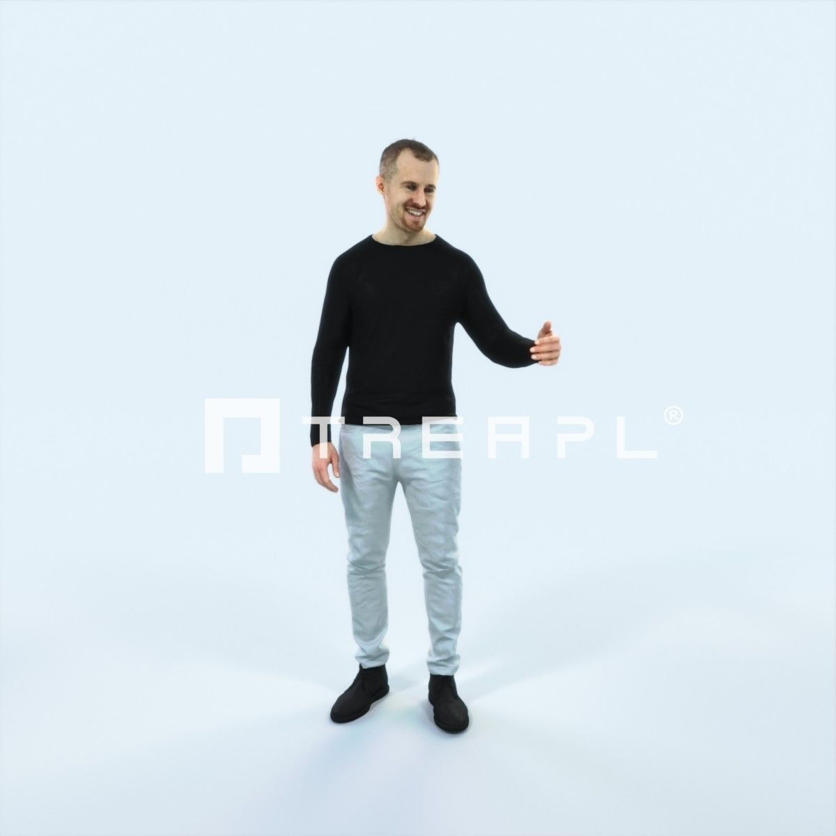 Master 17C Couple Listening Casual Man Low-poly 3D model_1