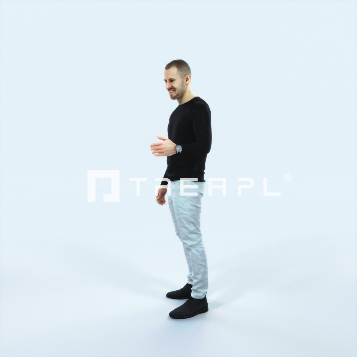 Master 17C Couple Listening Casual Man Low-poly 3D model_5