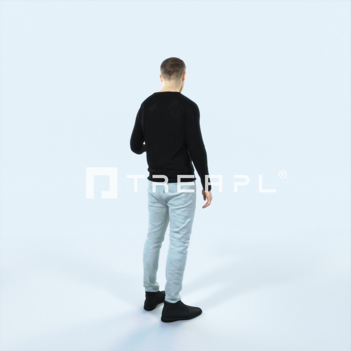 Master 17C Couple Listening Casual Man Low-poly 3D model_3