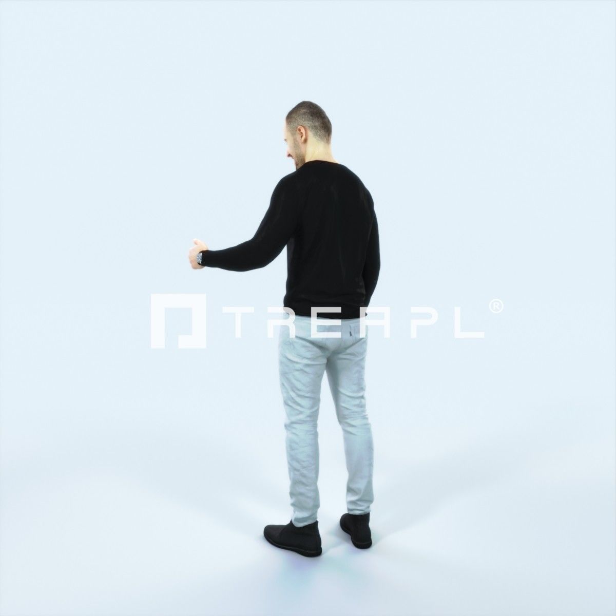 Master 17C Couple Listening Casual Man Low-poly 3D model_4