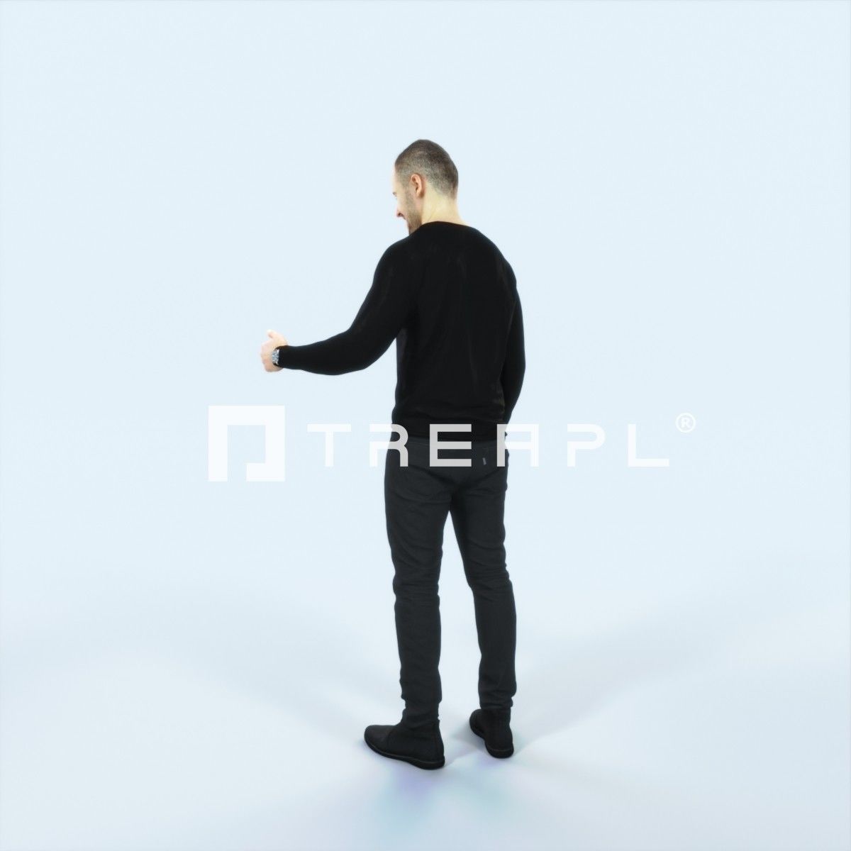 Master 17B Couple Listening Casual Man Low-poly 3D model_4