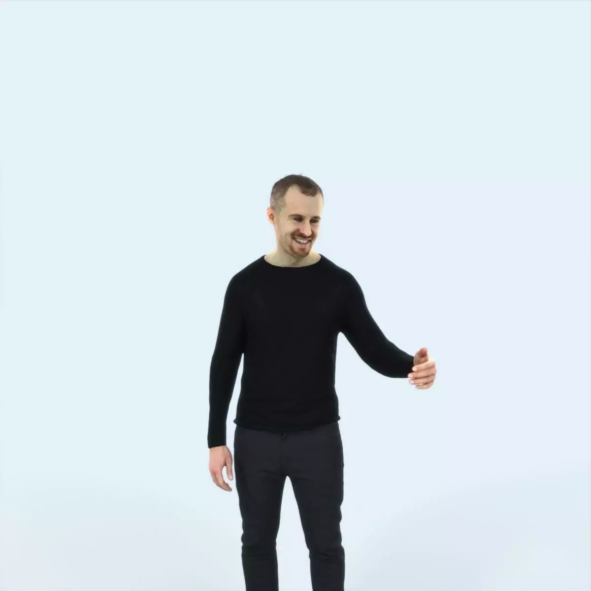 Master 17B Couple Listening Casual Man Low-poly 3D model_0