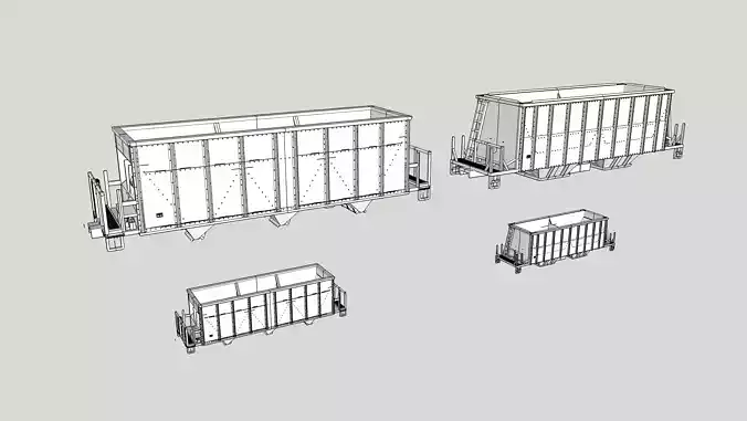 TrinityRail and FCA Versaflood Aggregate Hoppers HO and N 3D print model TrinityRail and FCA Versaflood Aggregate Hoppers HO and N 3D print model