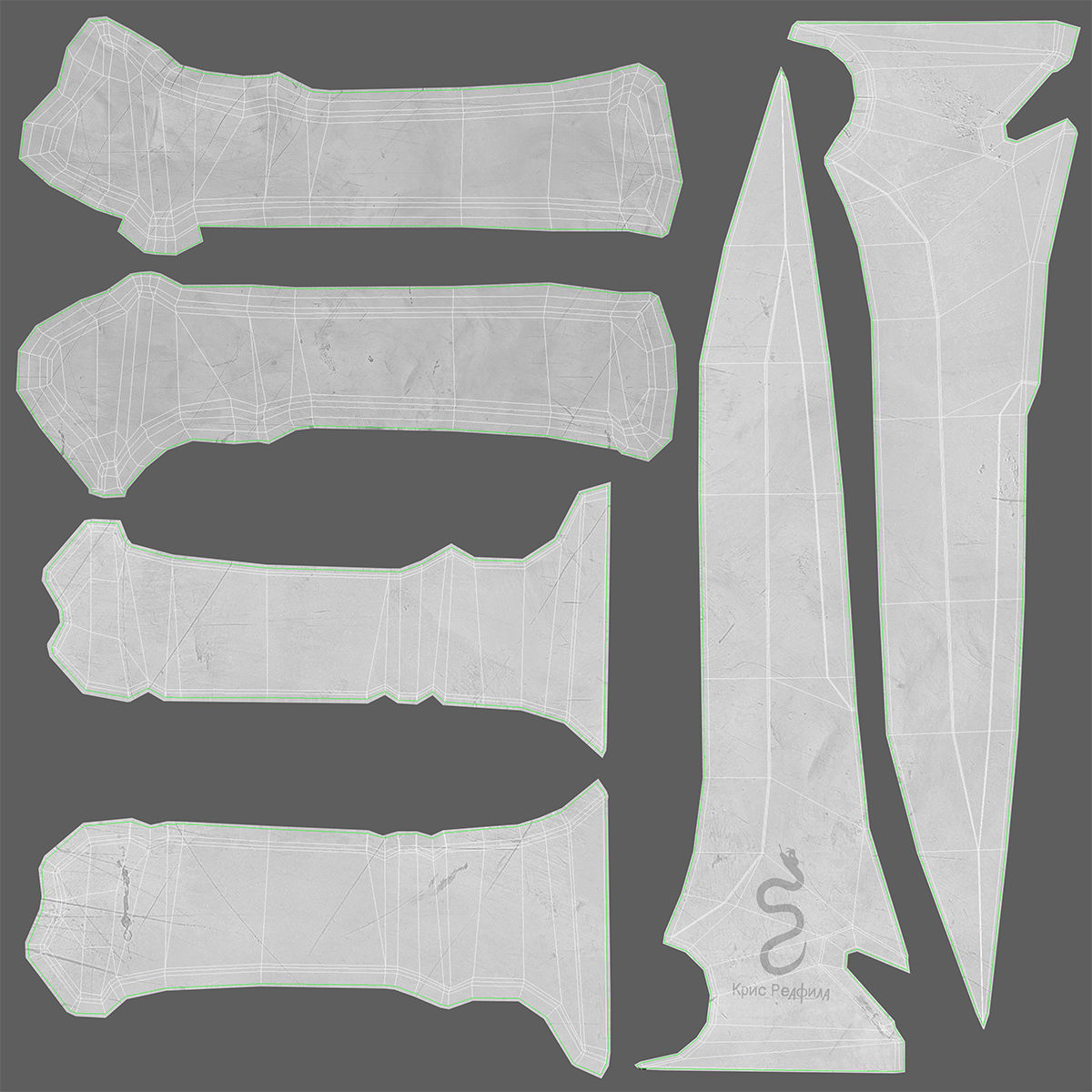 Knife Low-poly 3D model_15