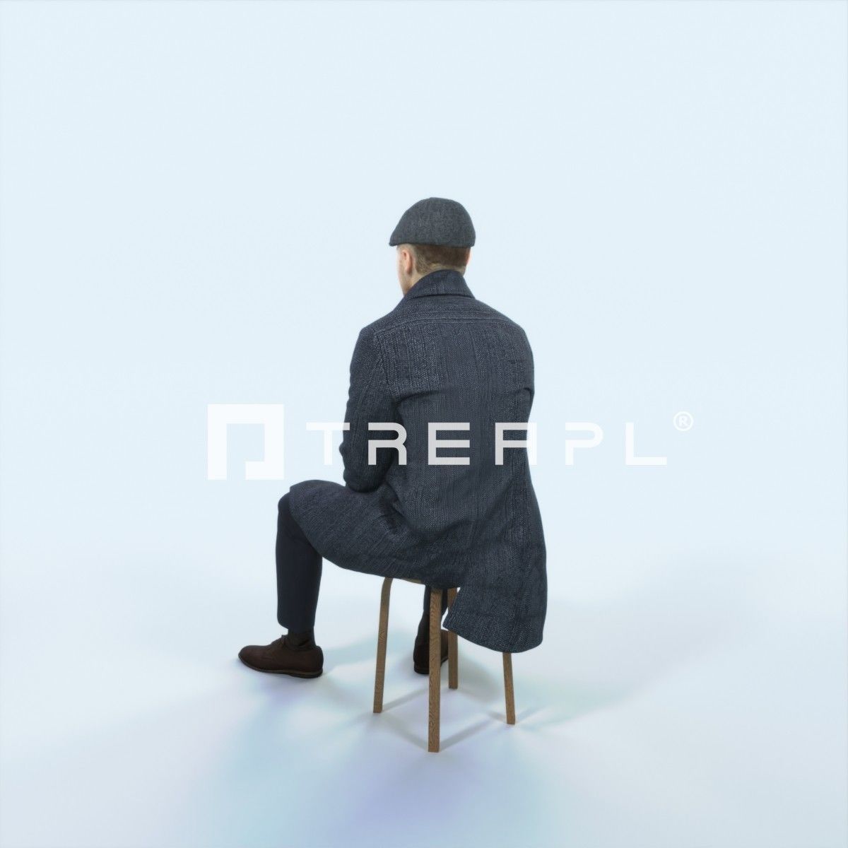 Master 19L Listening Sitting Business Man Low-poly 3D model_4