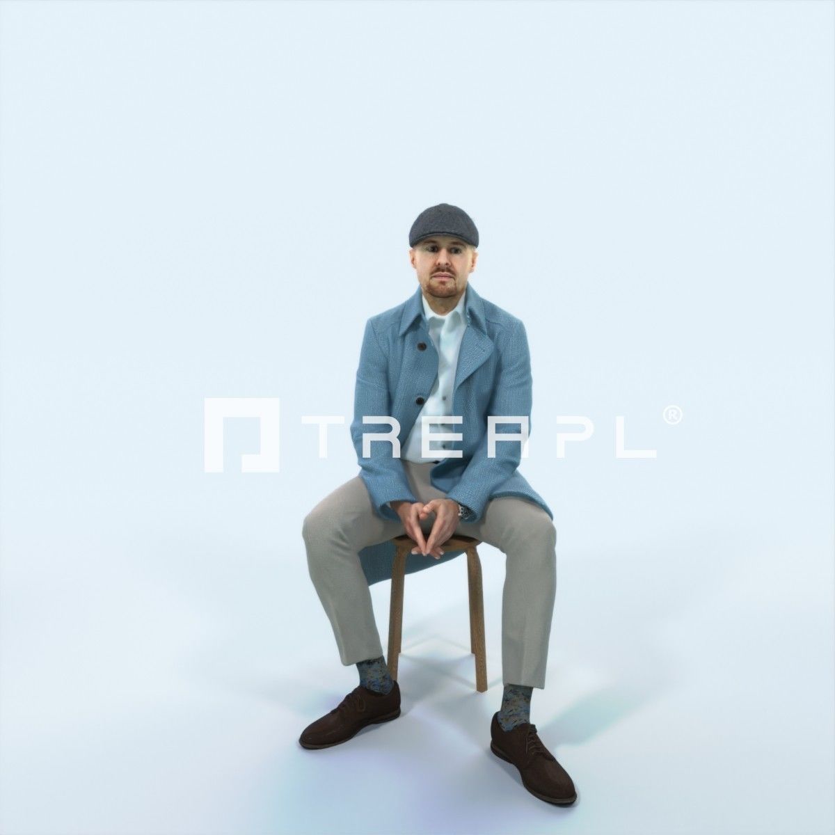 Master 19K Listening Sitting Business Man Low-poly 3D model_1