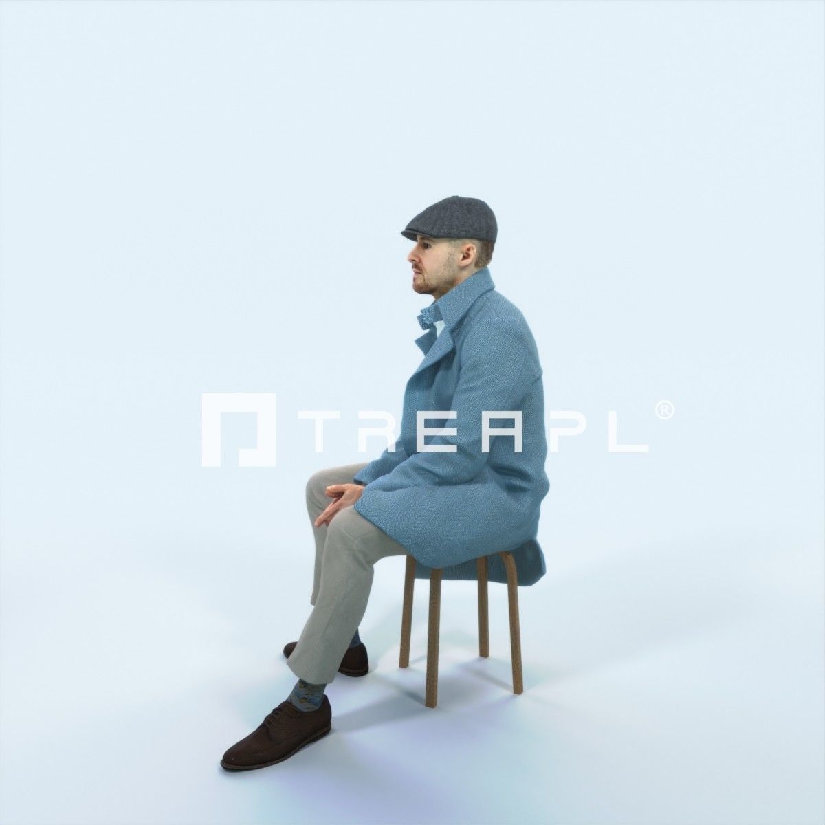 Master 19K Listening Sitting Business Man Low-poly 3D model_5