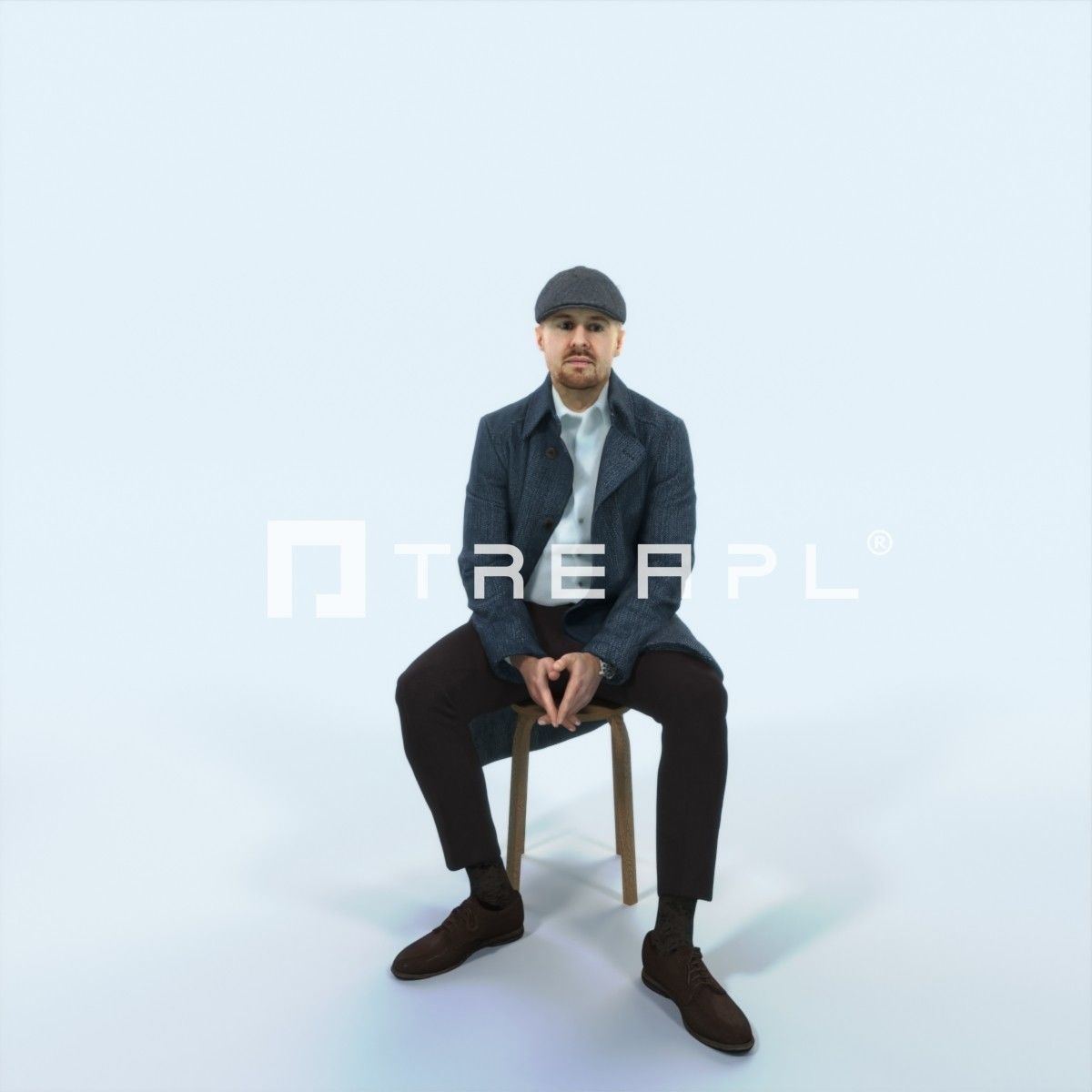Master 19H Listening Sitting Business Man Low-poly 3D model_1