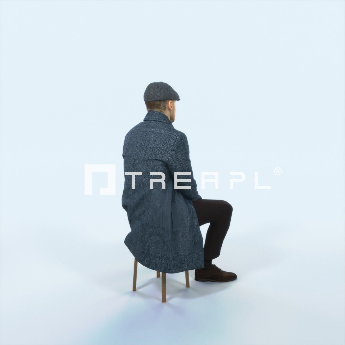 Master 19H Listening Sitting Business Man Low-poly 3D model_3