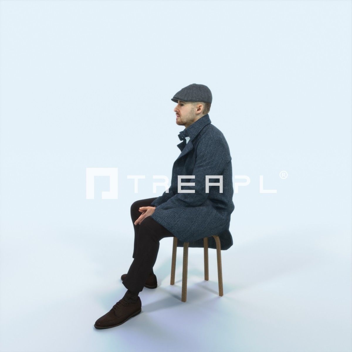 Master 19H Listening Sitting Business Man Low-poly 3D model_5