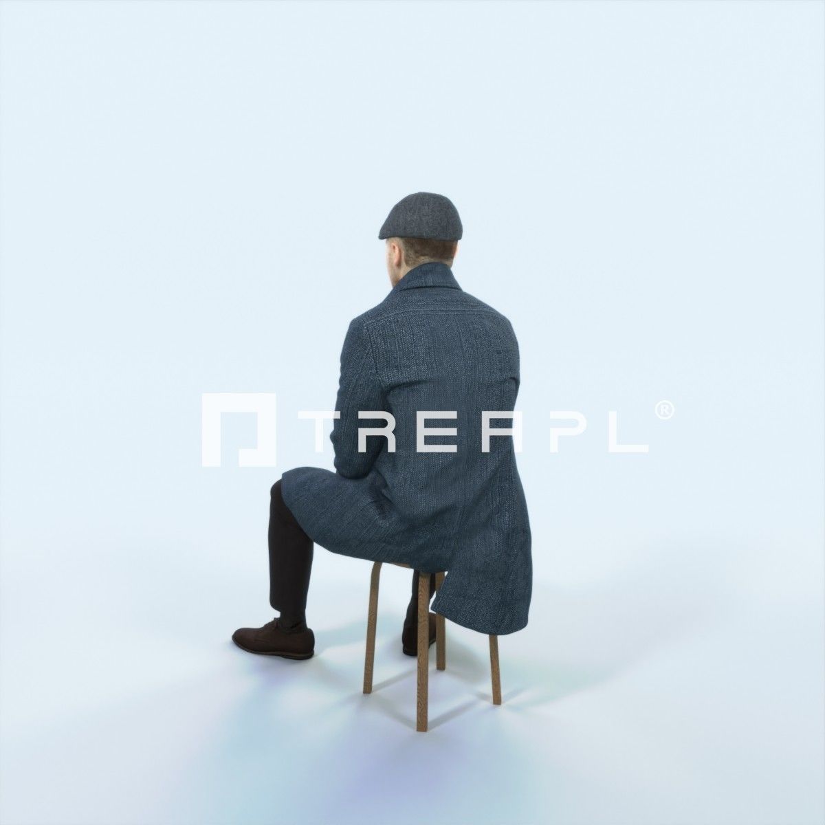 Master 19H Listening Sitting Business Man Low-poly 3D model_4