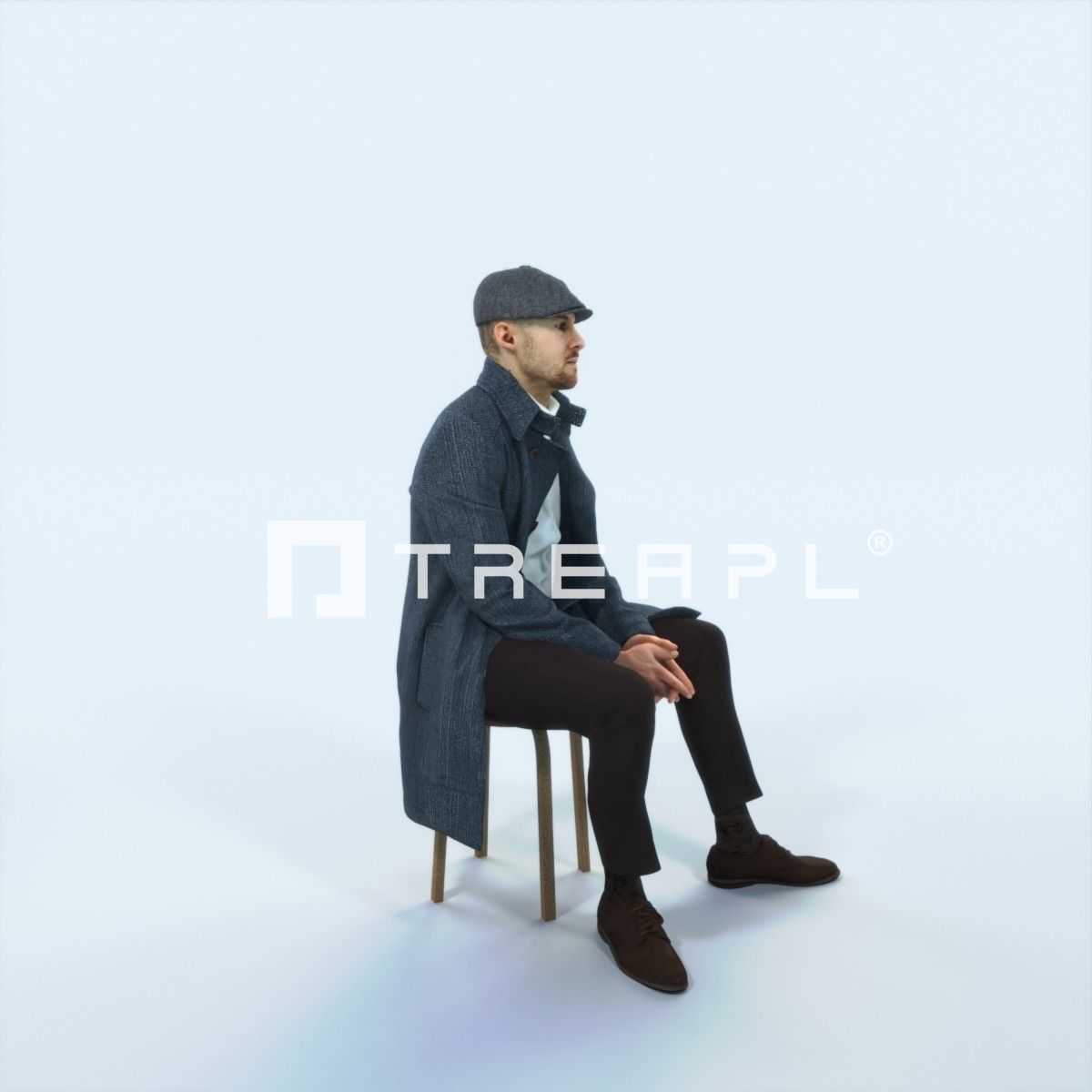 Master 19H Listening Sitting Business Man Low-poly 3D model_2