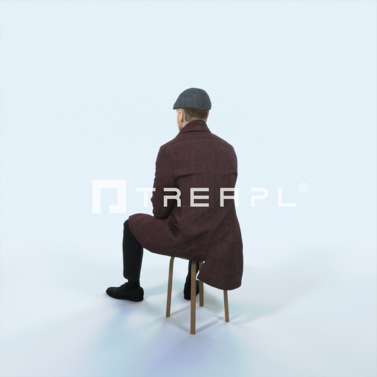 Master 19G Listening Sitting Business Man Low-poly 3D model_4