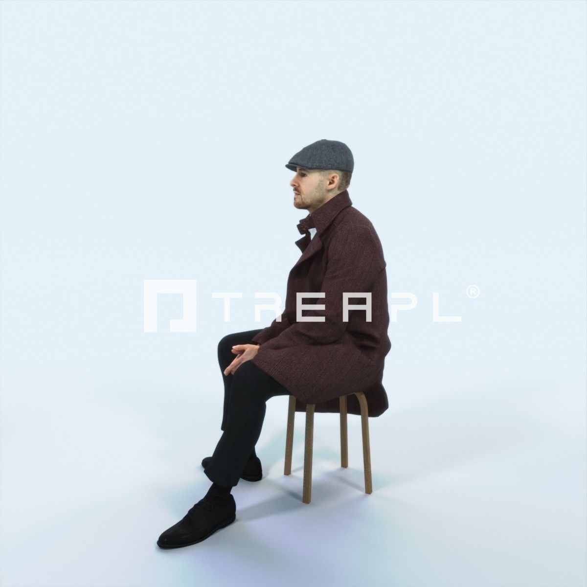 Master 19G Listening Sitting Business Man Low-poly 3D model_5