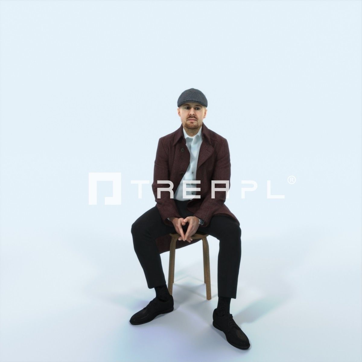 Master 19G Listening Sitting Business Man Low-poly 3D model_1