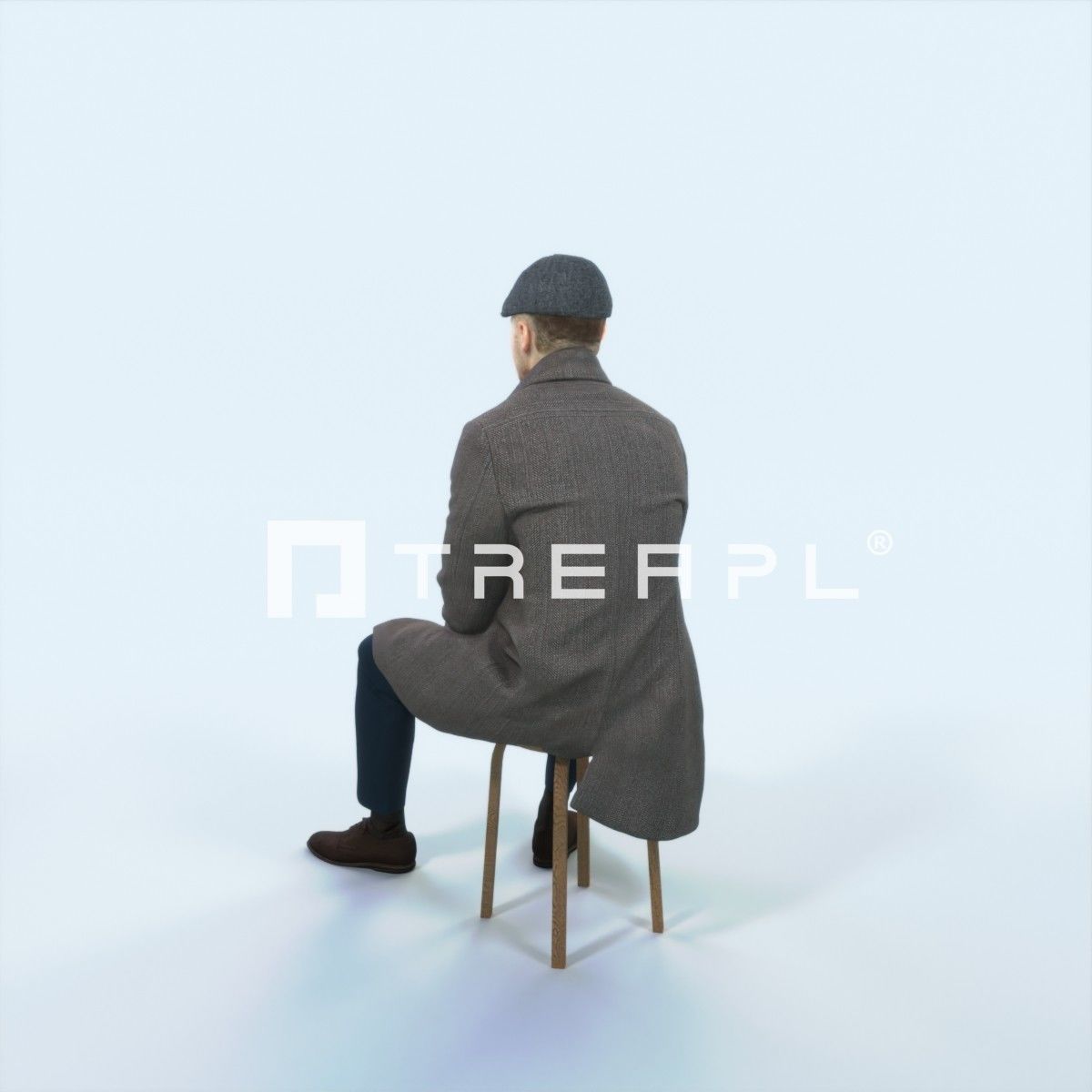 Master 19F Listening Sitting Business Man Low-poly 3D model_4