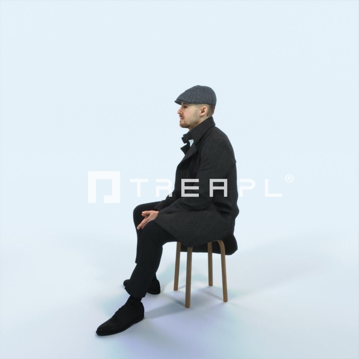 Master 19B Listening Sitting Business Man Low-poly 3D model_5