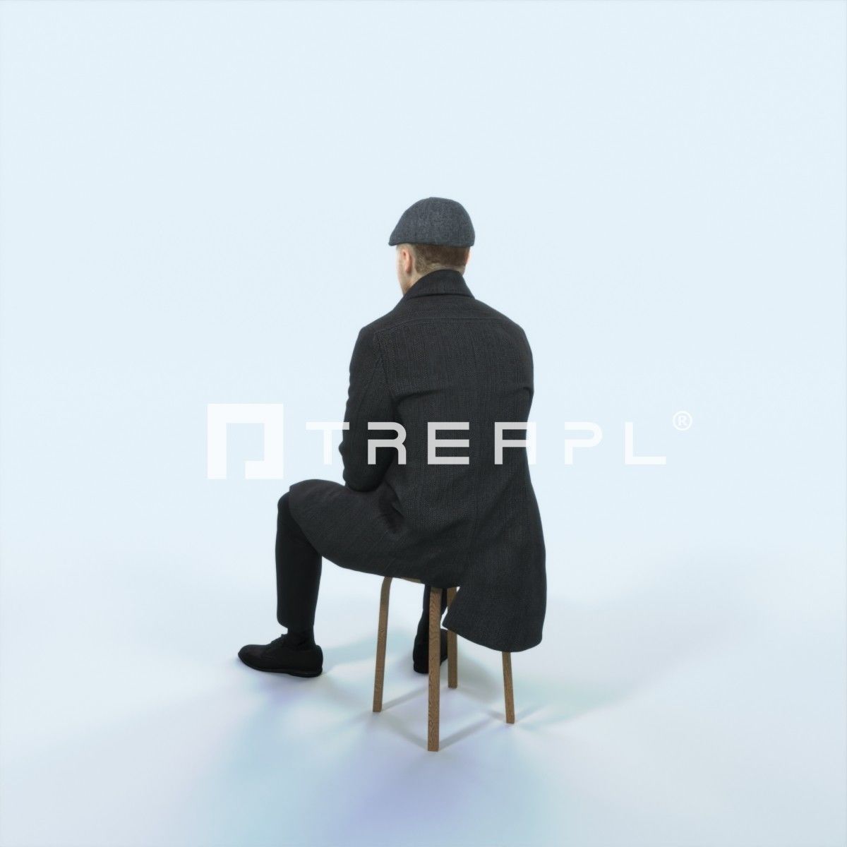 Master 19B Listening Sitting Business Man Low-poly 3D model_4