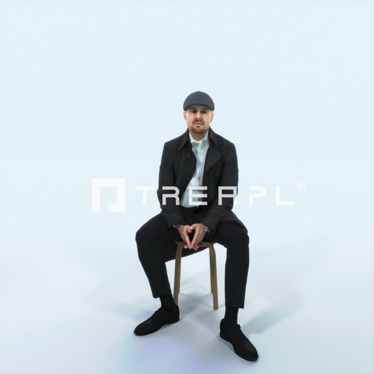 Master 19B Listening Sitting Business Man Low-poly 3D model_1