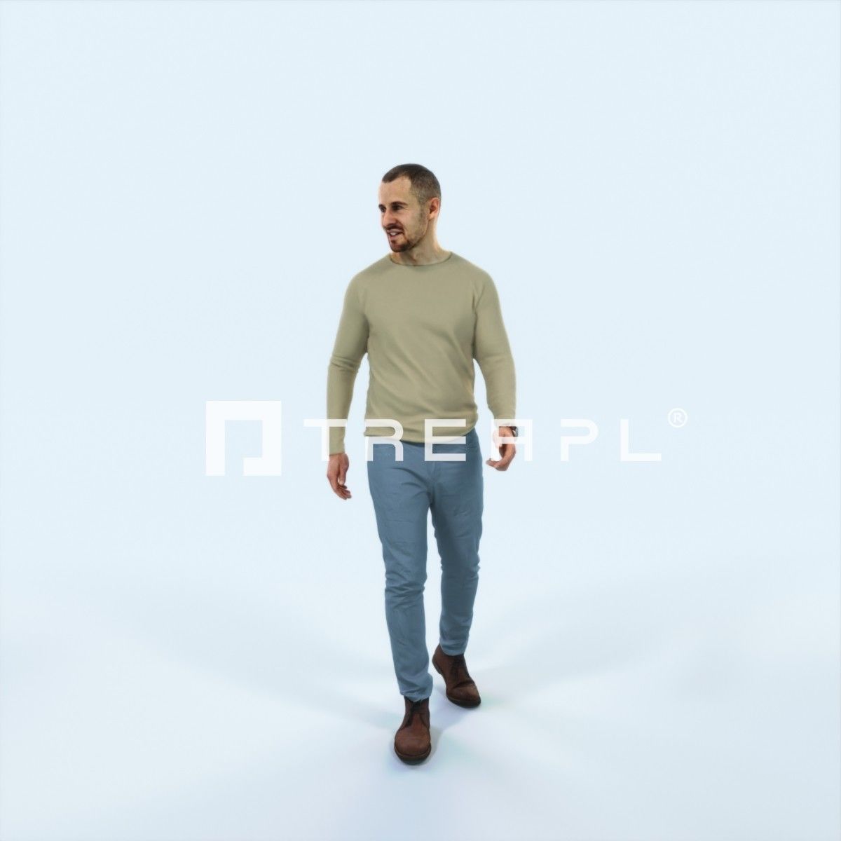 Master 20I Listening walking Casual Man Low-poly 3D model_1