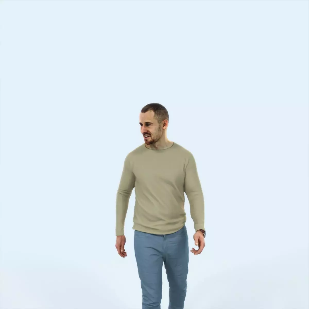 Master 20I Listening walking Casual Man Low-poly 3D model_0