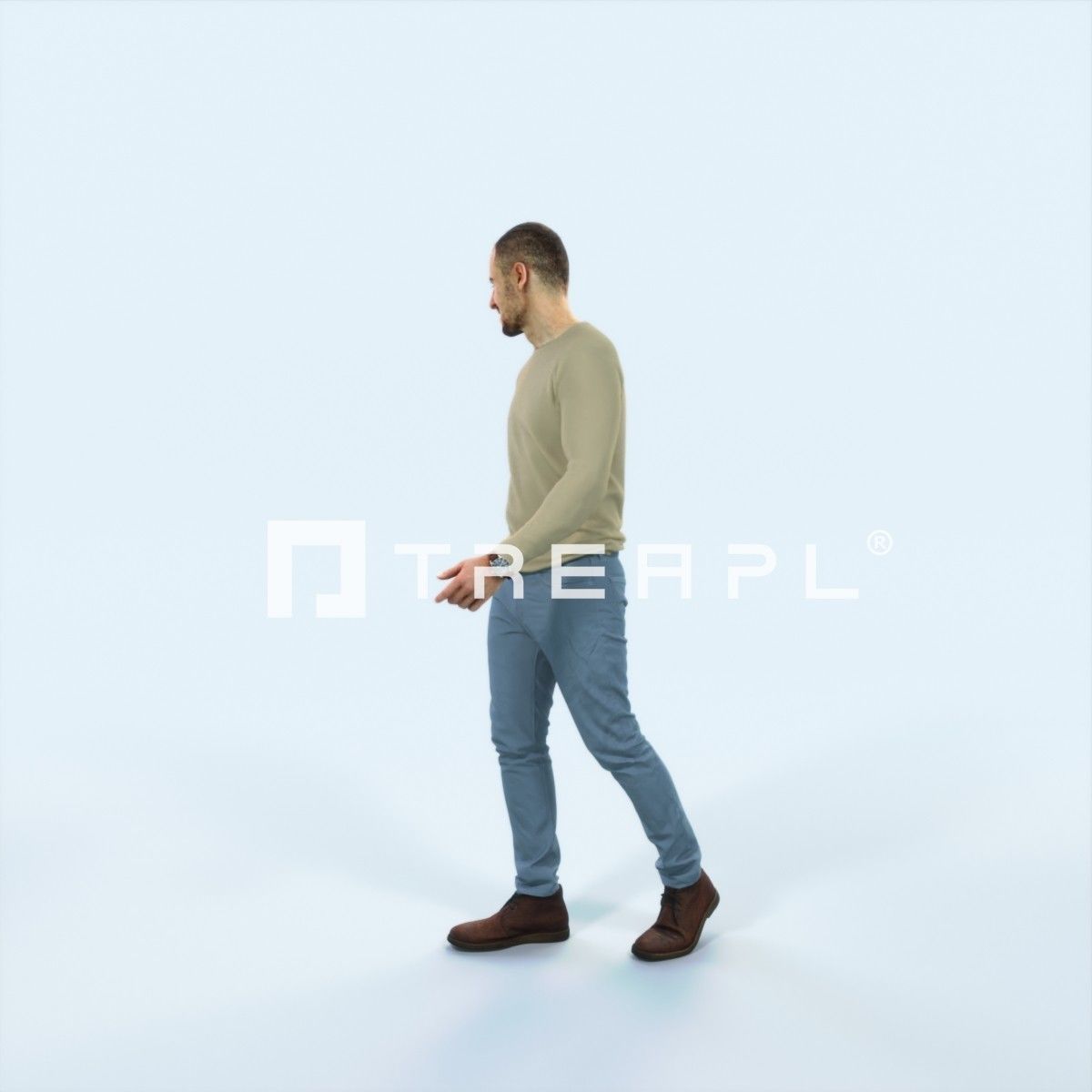 Master 20I Listening walking Casual Man Low-poly 3D model_5