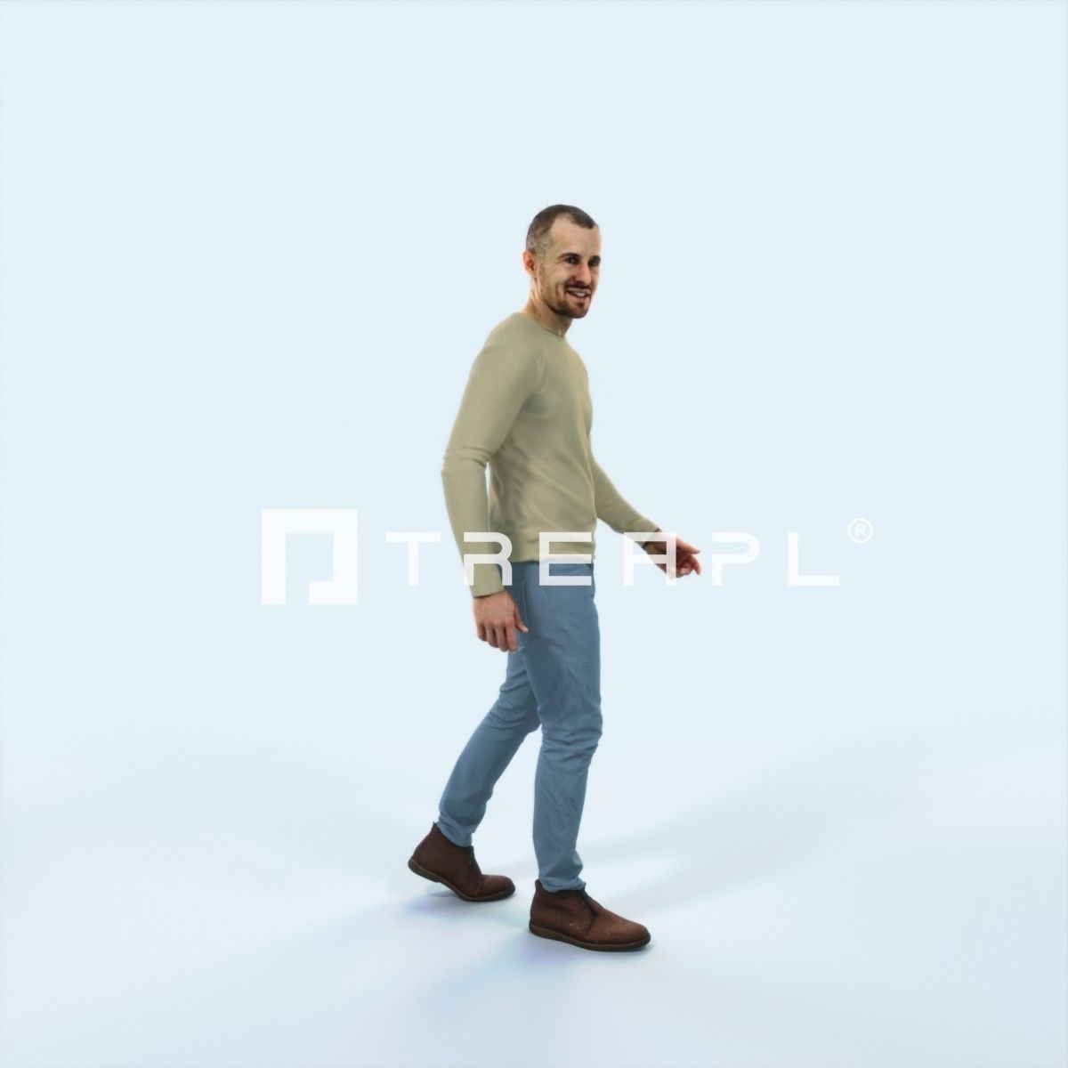 Master 20I Listening walking Casual Man Low-poly 3D model_2