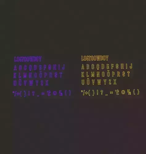 NEon alphabets and symbols in writing fonts 3D model