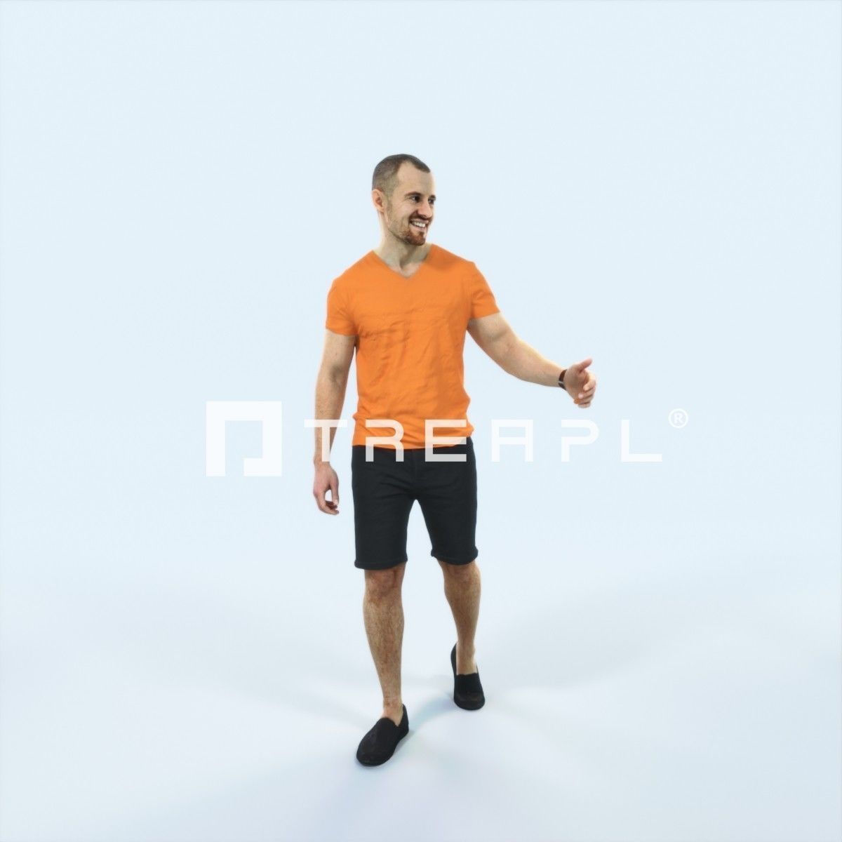 Master 24L Explaining Couple Summer walking Casual Man Low-poly 3D model_1