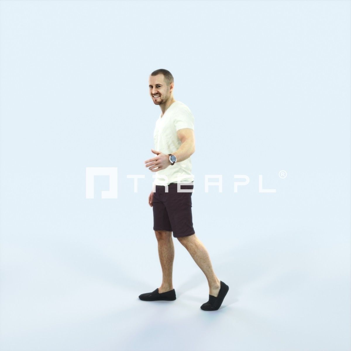 Master 24J Explaining Couple Summer walking Casual Man Low-poly 3D model_5