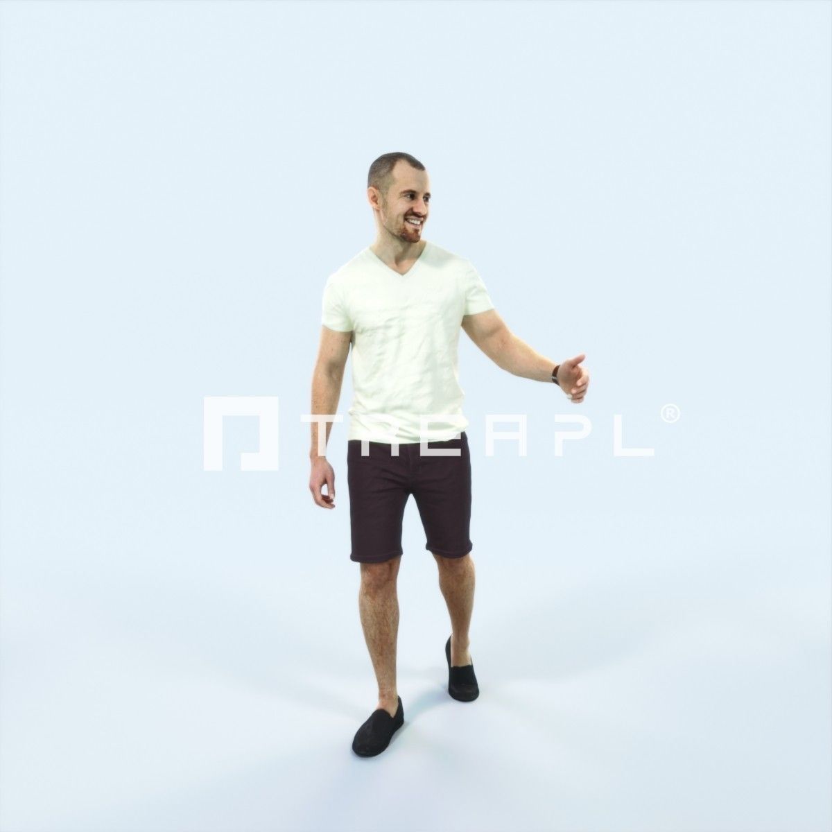 Master 24J Explaining Couple Summer walking Casual Man Low-poly 3D model_1