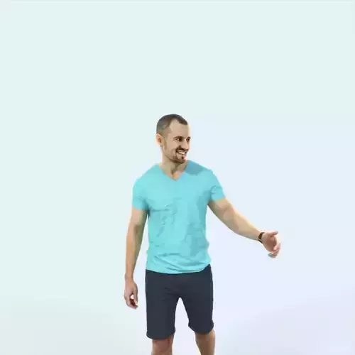 Master 24F Explaining Couple Summer walking Casual Man Low-poly 3D model