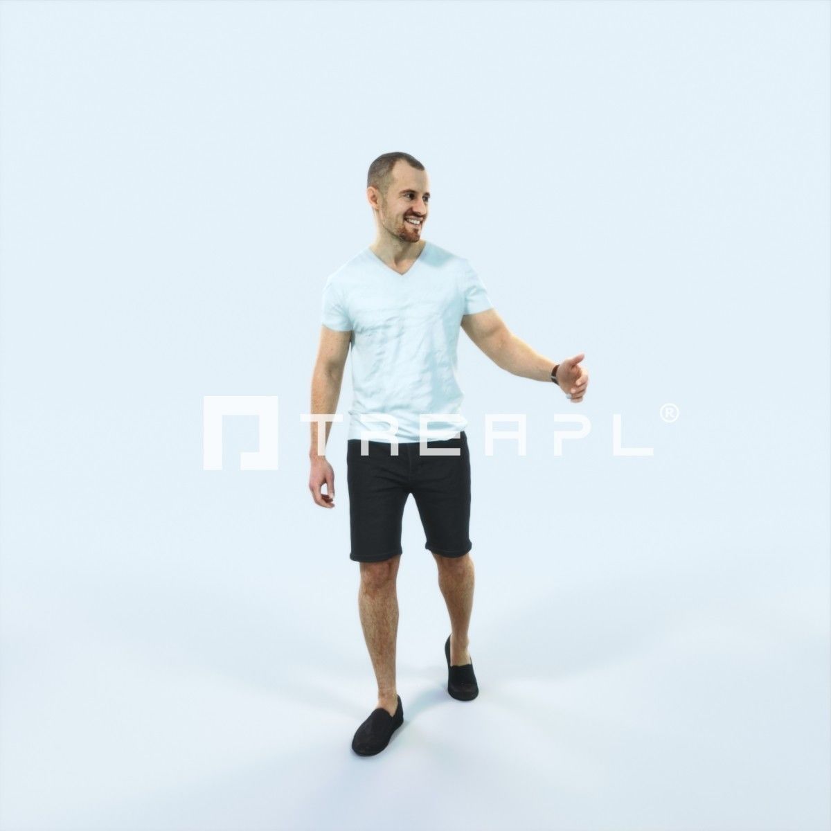 Master 24D Explaining Couple Summer walking Casual Man Low-poly 3D model_1