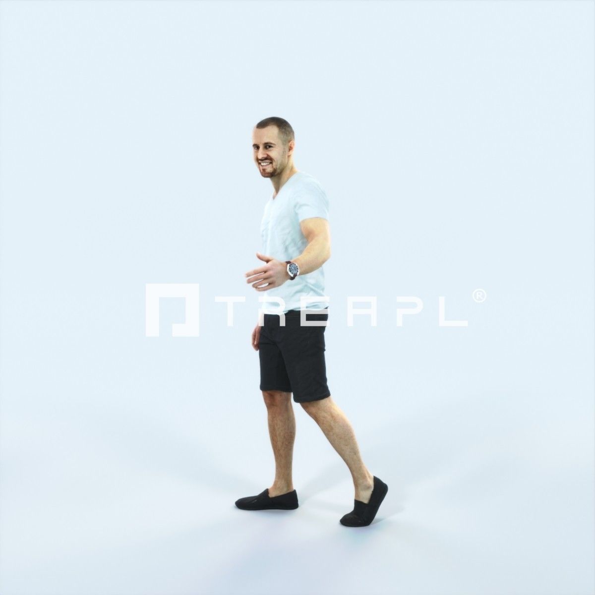 Master 24D Explaining Couple Summer walking Casual Man Low-poly 3D model_5