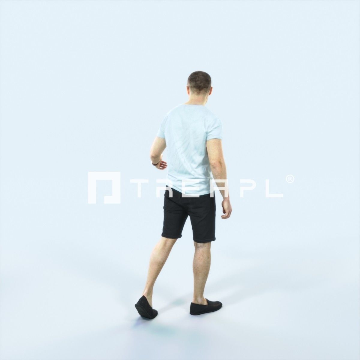 Master 24D Explaining Couple Summer walking Casual Man Low-poly 3D model_3