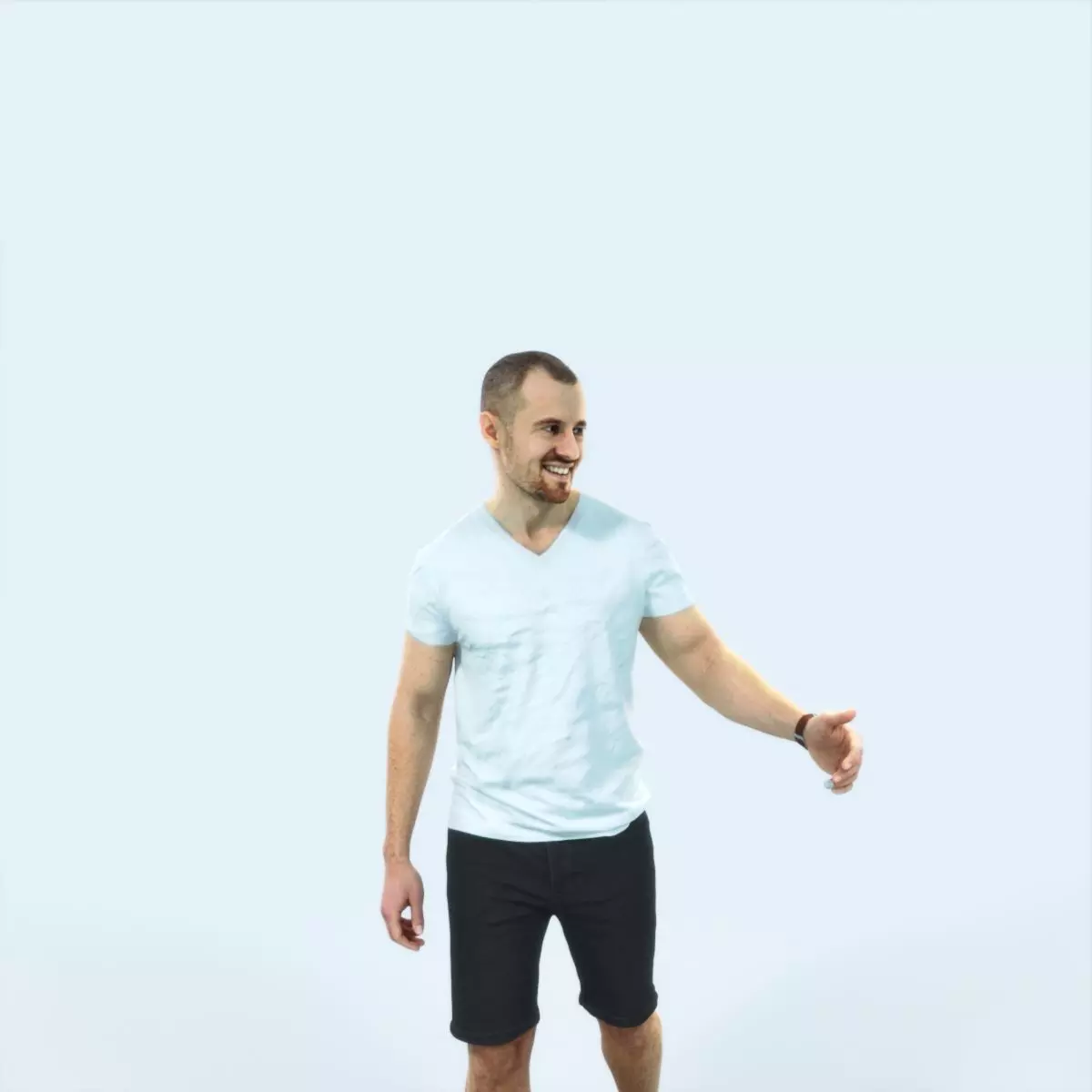 Master 24D Explaining Couple Summer walking Casual Man Low-poly 3D model_0