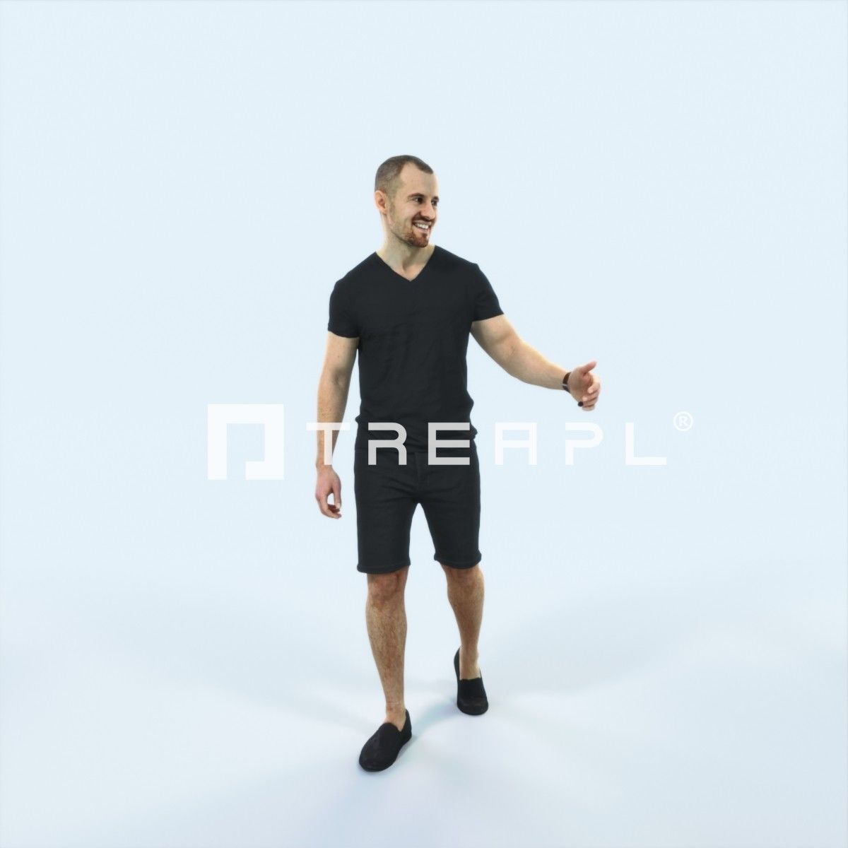 Master 24B Explaining Couple Summer walking Casual Man Low-poly 3D model_1