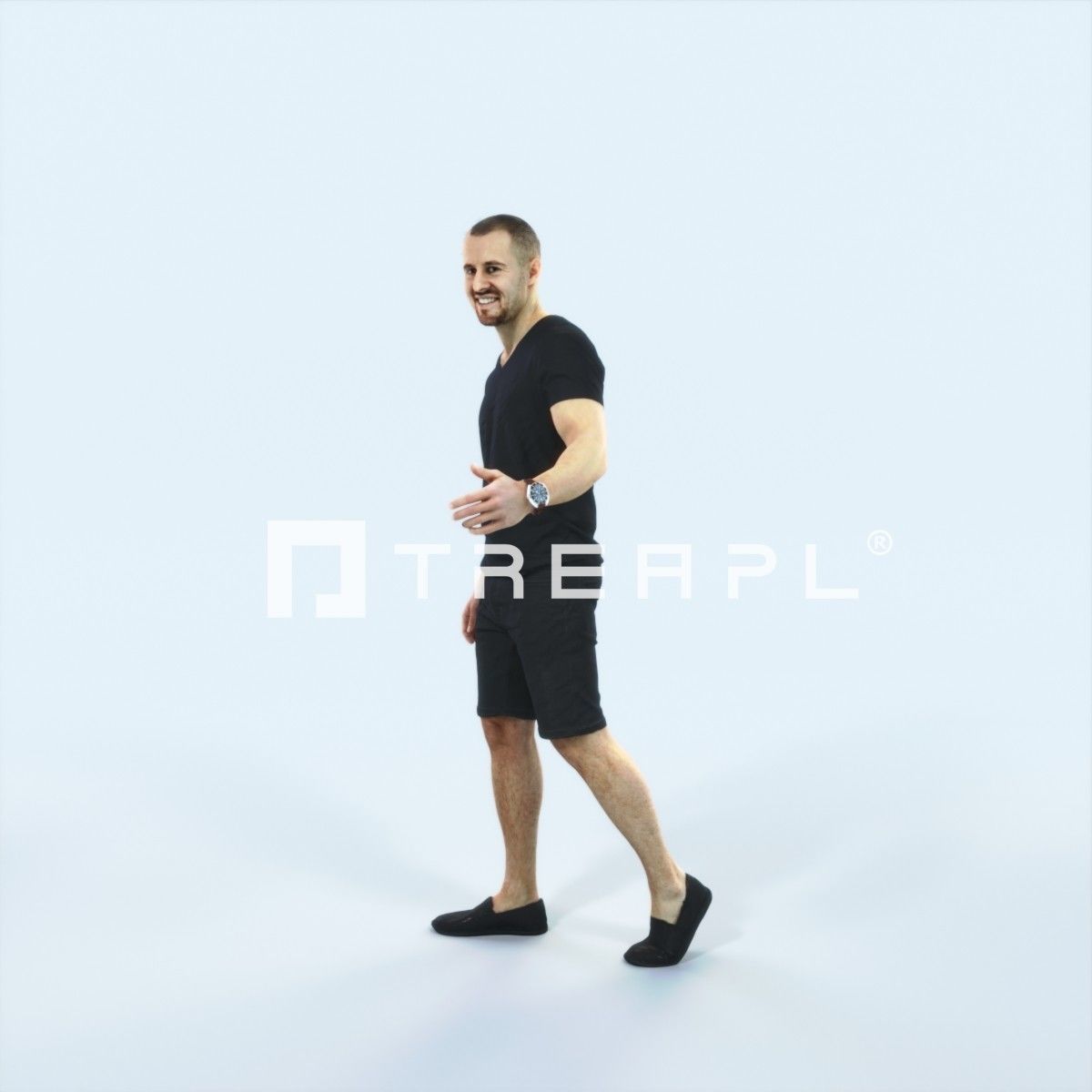 Master 24B Explaining Couple Summer walking Casual Man Low-poly 3D model_5