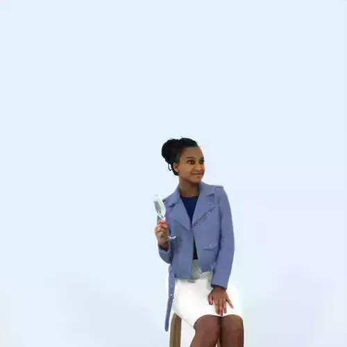 May 04G Champagne Glass African American Sitting Casual Woman