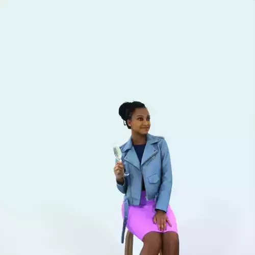 May 04F Champagne Glass African American Sitting Casual Woman