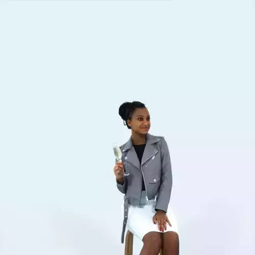 May 04D Champagne Glass African American Sitting Casual Woman